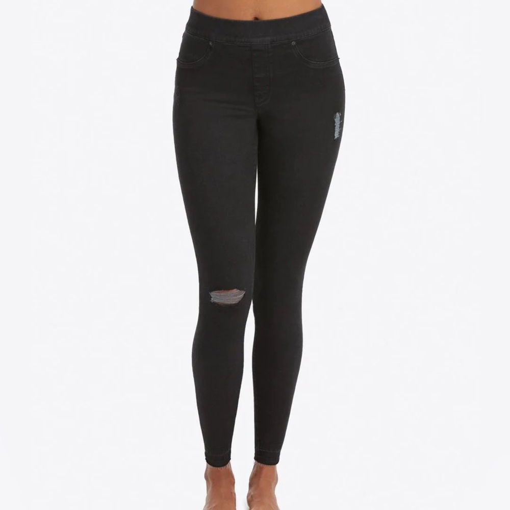 Spanx black distressed jeans